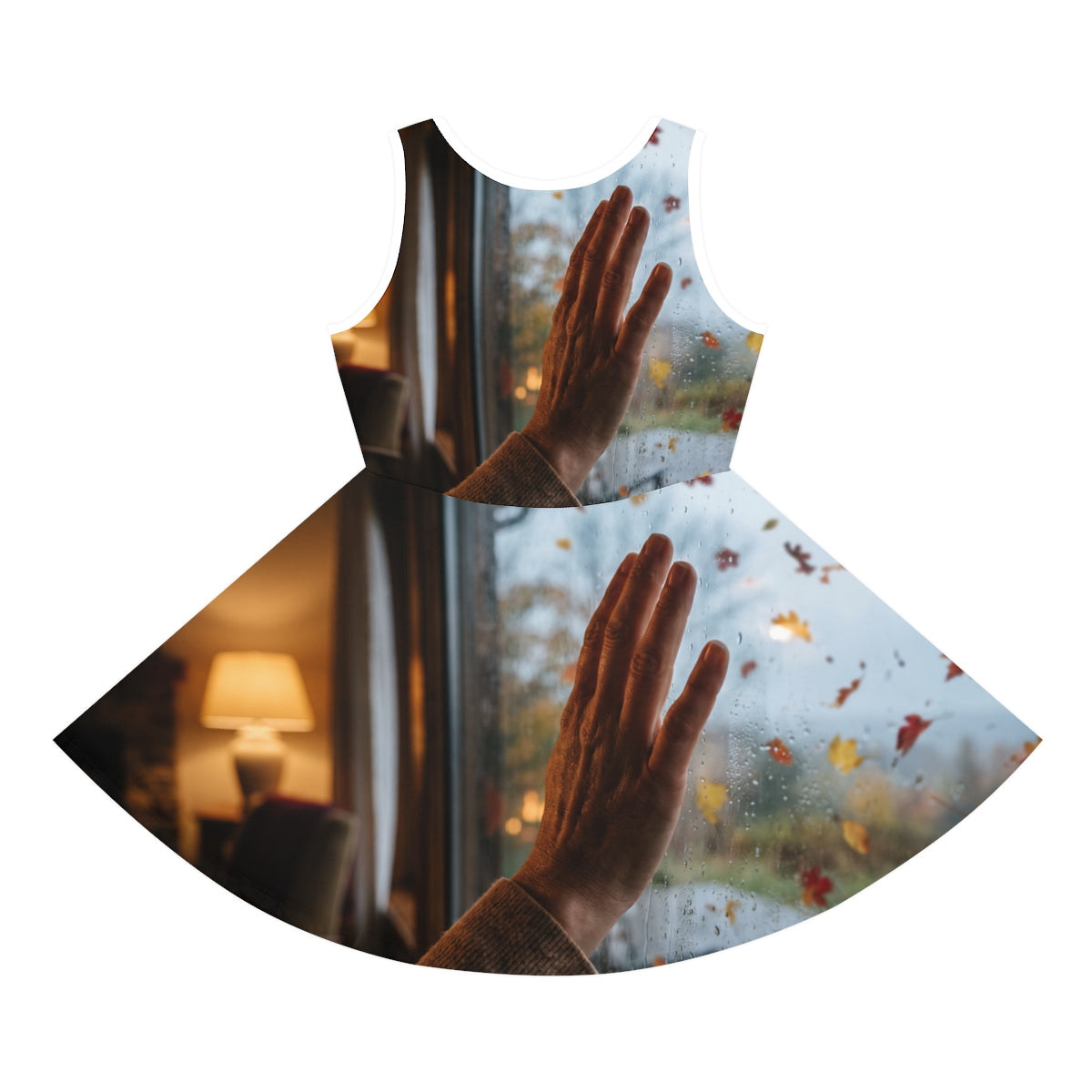 Girls' Sleeveless Sundress with Autumn Window Art