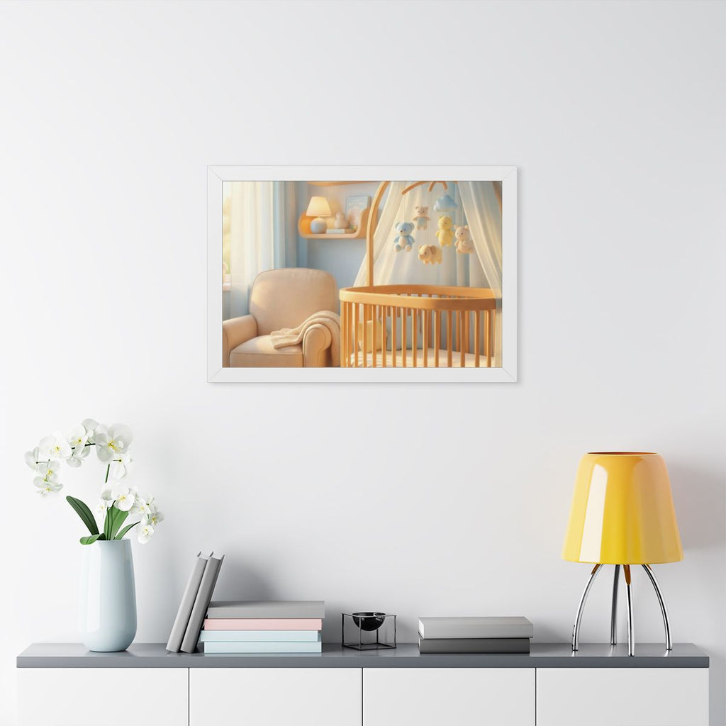 Framed Horizontal Poster - Dreamy Serene Nursery Art — White...