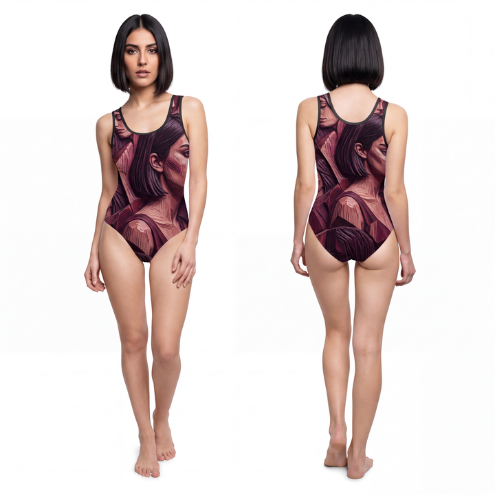 Women's Classic One-Piece Swimsuit - Carved Faces