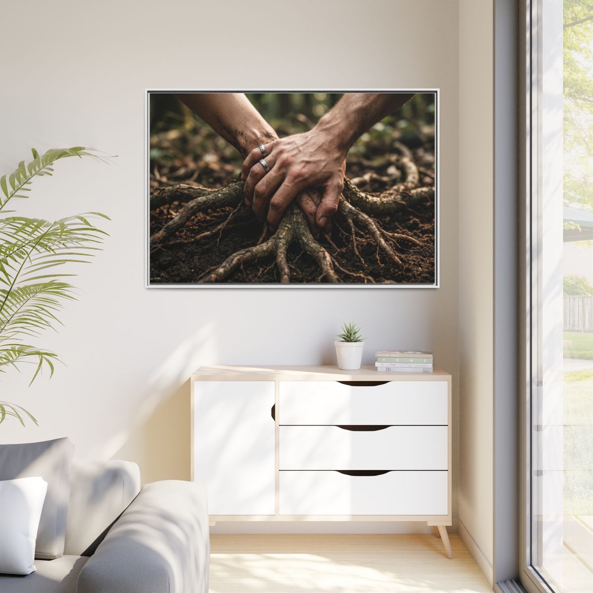 Framed Forest Roots Canvas Art with White Frame