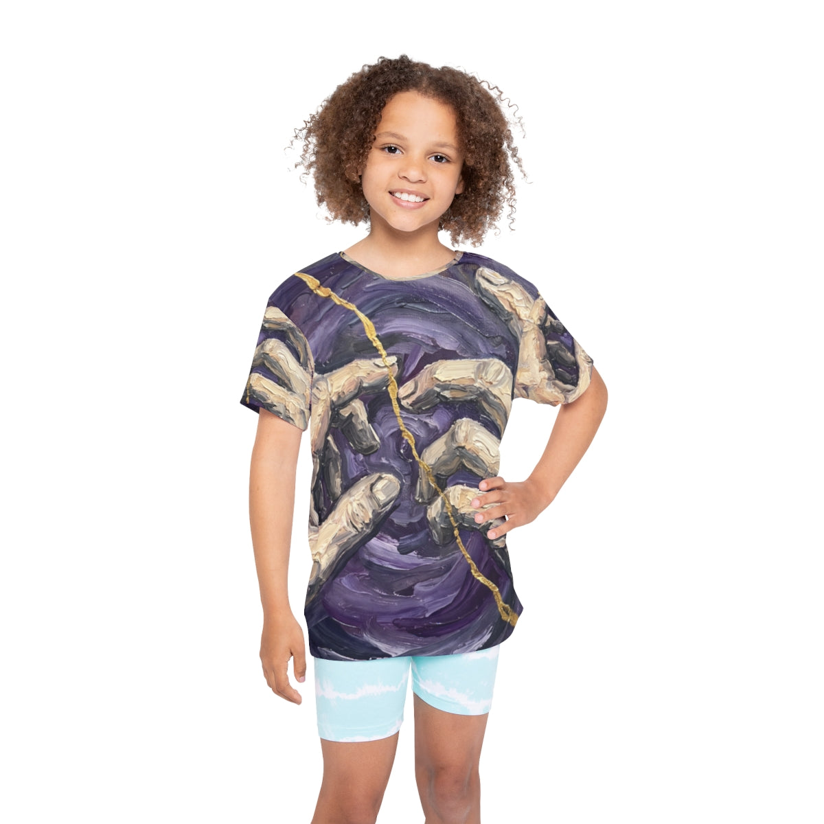 Kids Sports Jersey with Kintsugi Hands Art