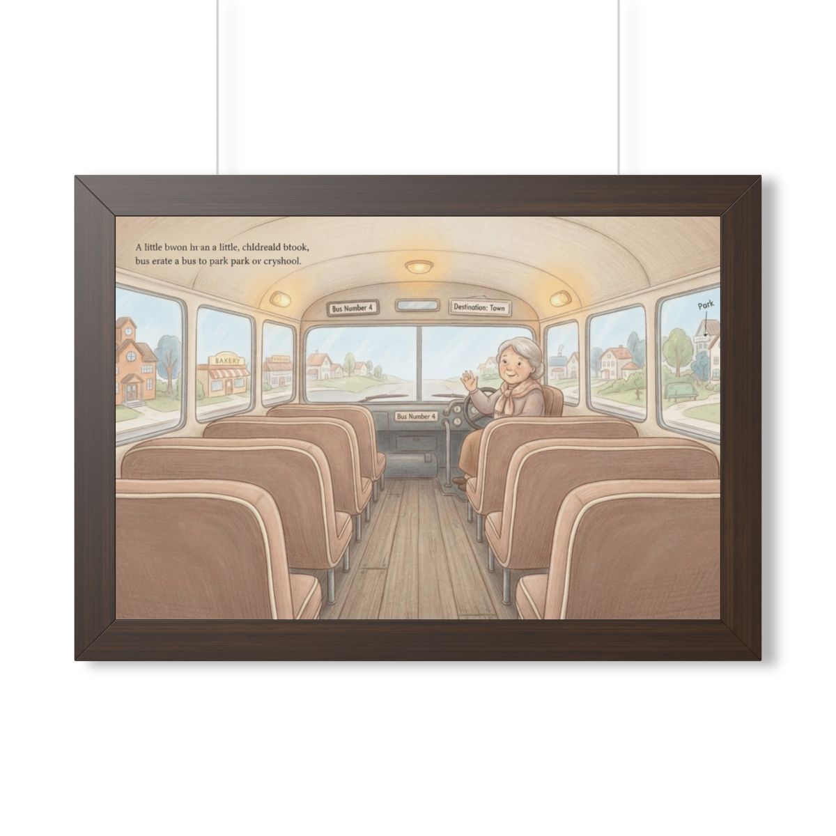 Framed Horizontal Poster - Storybook Bus Ride Whimsical Wall...