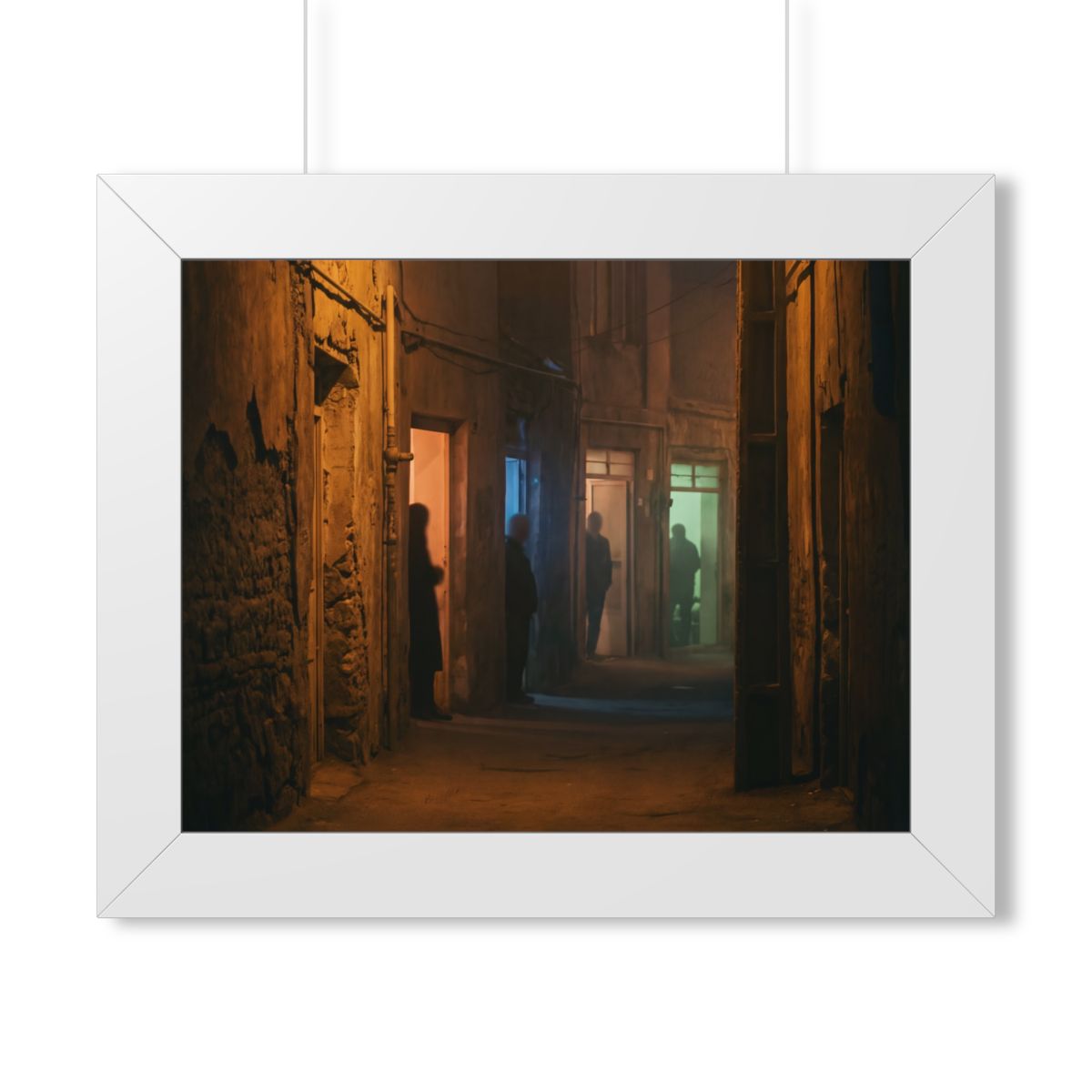 Framed Horizontal Poster - Shadowed Alleyway Mystery Art......