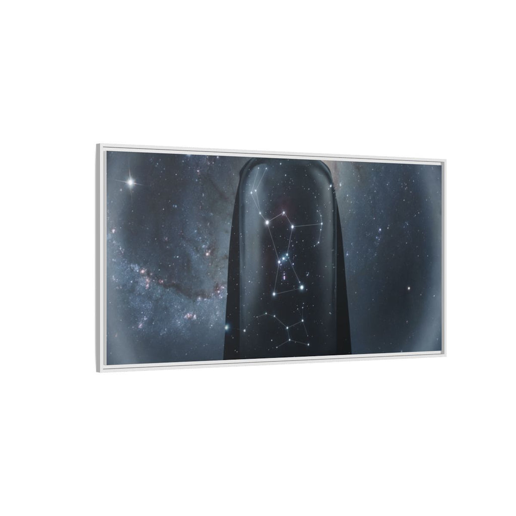 Framed Matte Canvas - Cosmic Sentinel — White / 1.25" (10×8, 12×9, 14×11, 16×12, 20×10, 18×12, 20×16, 24×16, 24×18, 36×12, 24×20, 32×16, 30×20, 30×24, 32×24, 48×16, 36×24, 48×24, 40×30, 60×20, 48×32, 60×30 & 60×40)