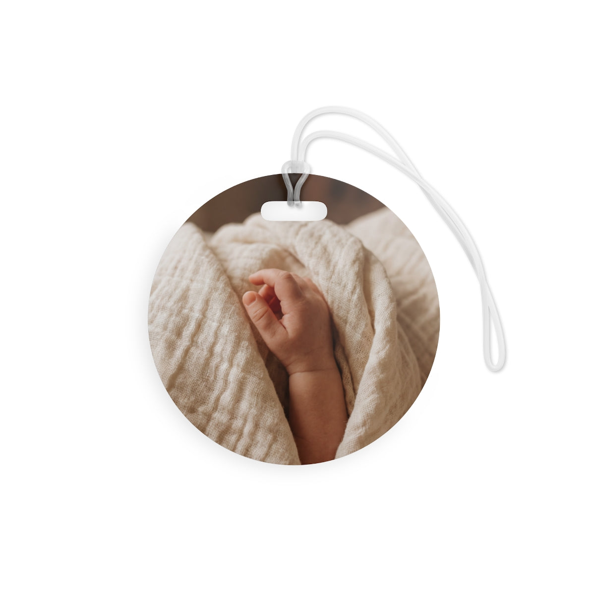 Luggage Tags - Tender Newborn Hand in Soft Muslin Blanket |...