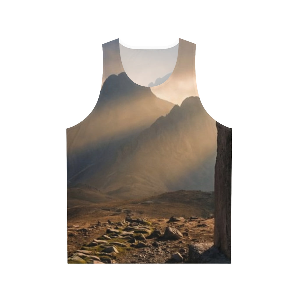 Men's Unisex Tank Top - Ancient Stone Column Mountain Sunset...
