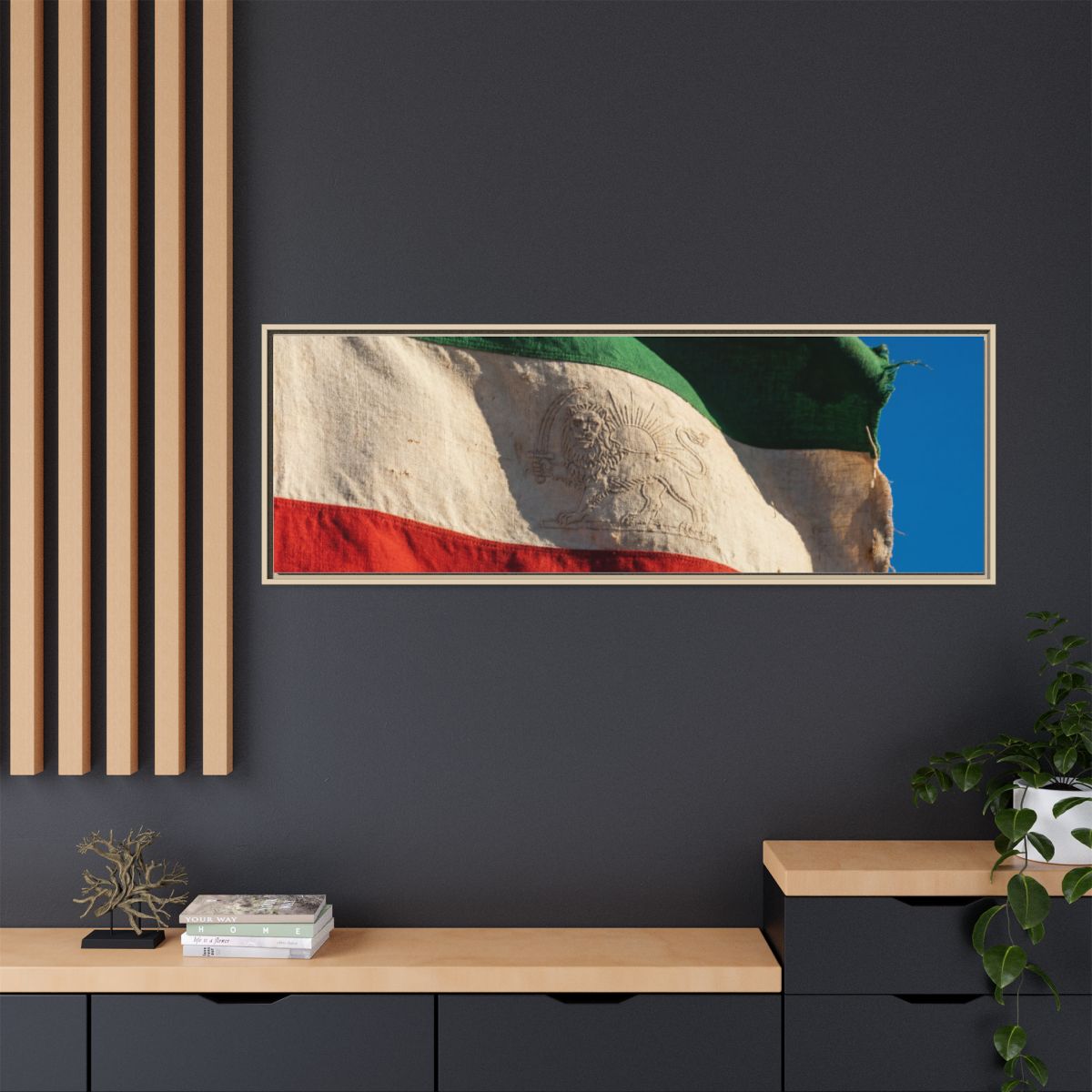 Framed Canvas Art - Distressed Flag — Natural / 1.25"