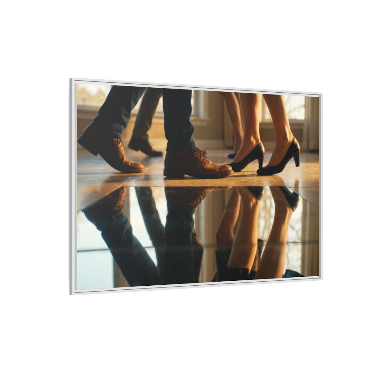 Matte Canvas, Framed - Golden Hour Reflections Cinematic Art — White / 1.25" (10×8, 12×9, 14×11, 16×12, 20×10, 18×12, 20×16, 24×16, 24×18, 36×12, 24×20, 32×16, 30×20, 30×24, 32×24, 48×16, 36×24, 48×24, 40×30, 60×20, 48×32, 60×30 & 60×40)