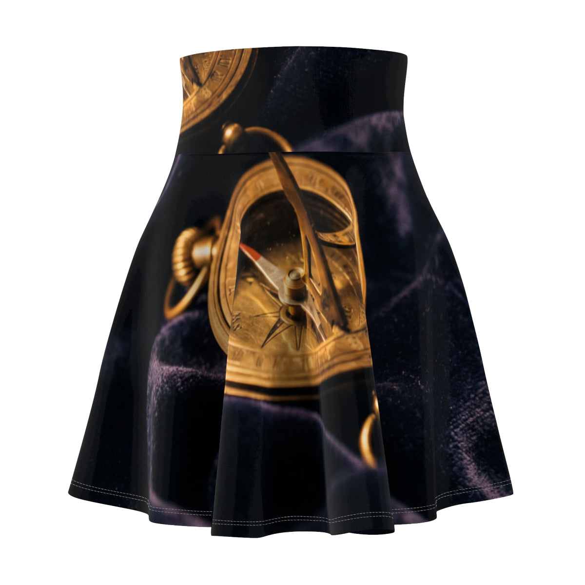 Brass Sundial Compass Women's Skater Skirt
