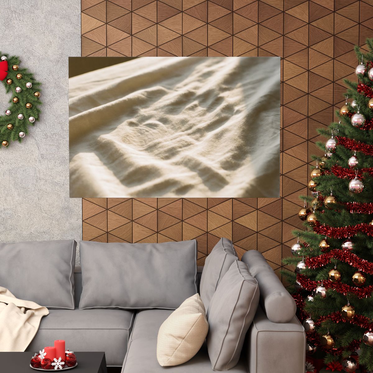 Matte Horizontal Posters - Golden Hour Linen Bed Silhouette...