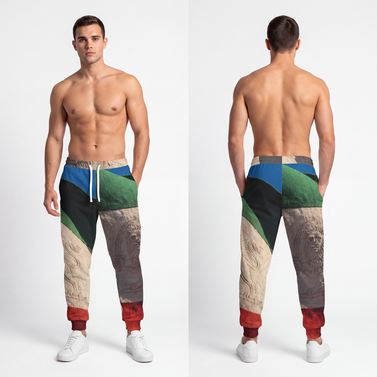 Men's Athletic Joggers - Vintage Lion and Sun Joggers |...