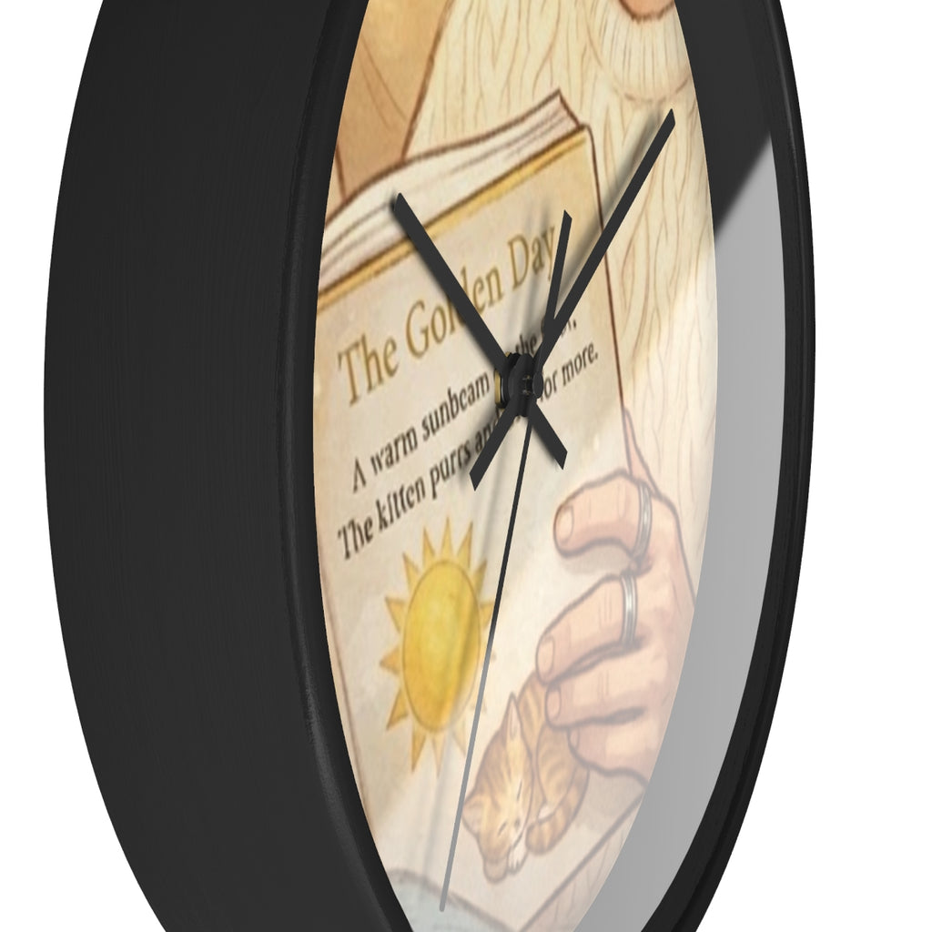 Wall Clock - Golden Storytime Serenity | Echovira Gallery