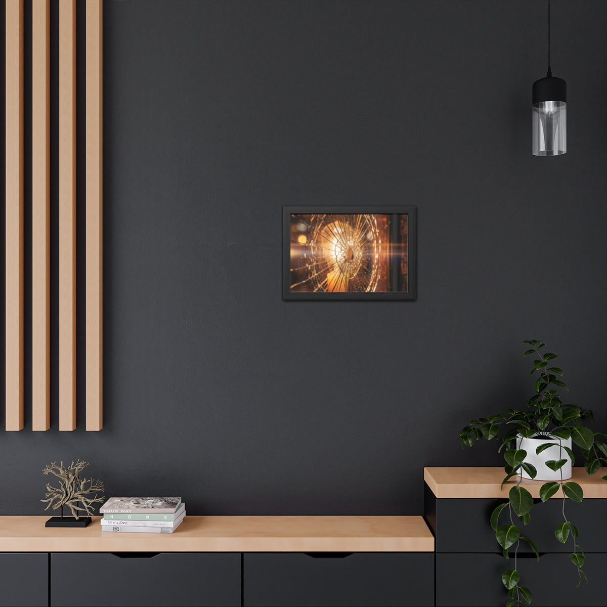 Framed Poster - Moody Fractured Glass — Landscape