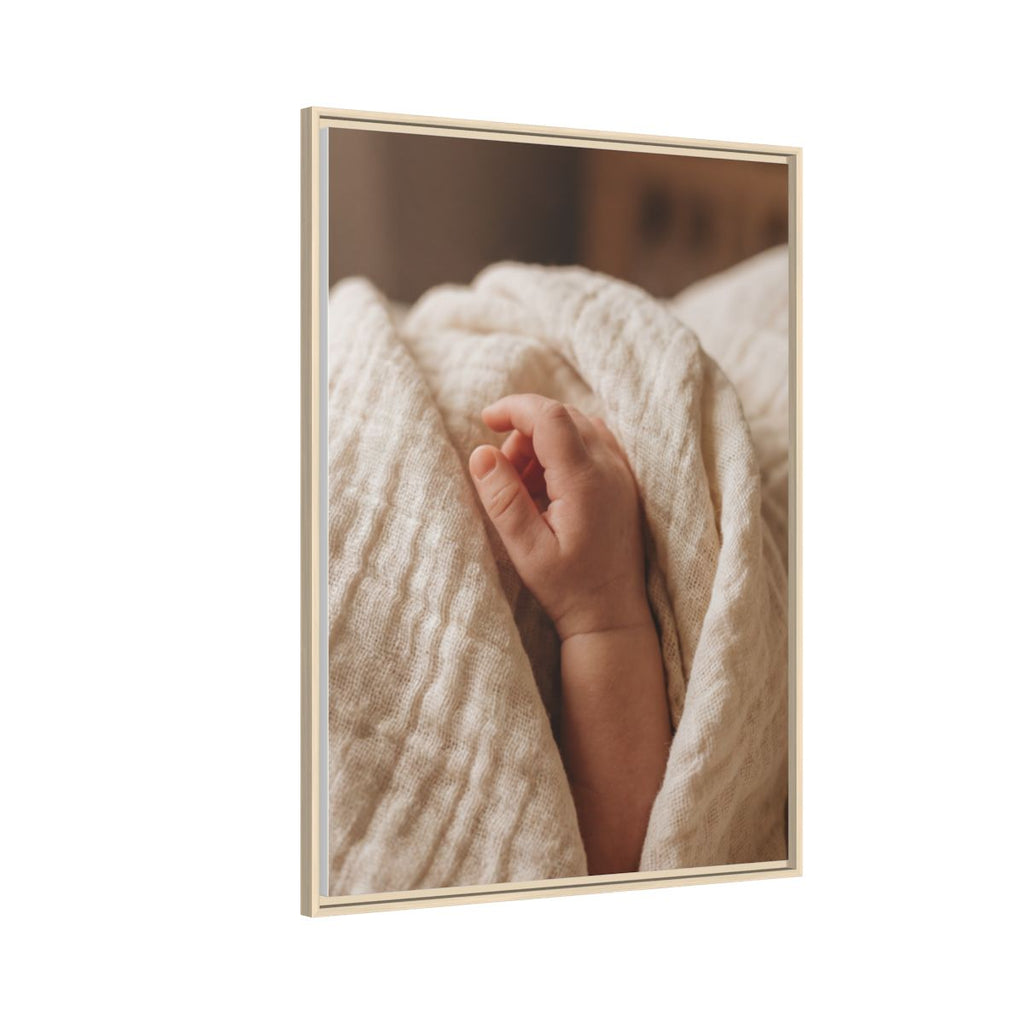 Framed Matte Canvas - Tender Newborn Hand (8×10, 9×12, 11×14, 12×16, 10×20, 12×18, 16×20, 16×24, 12×36, 18×24, 20×24, 16×32, 20×30, 24×30, 16×48, 24×32, 24×36, 24×48, 20×60, 30×40, 32×48, 30×60 & 40×60)