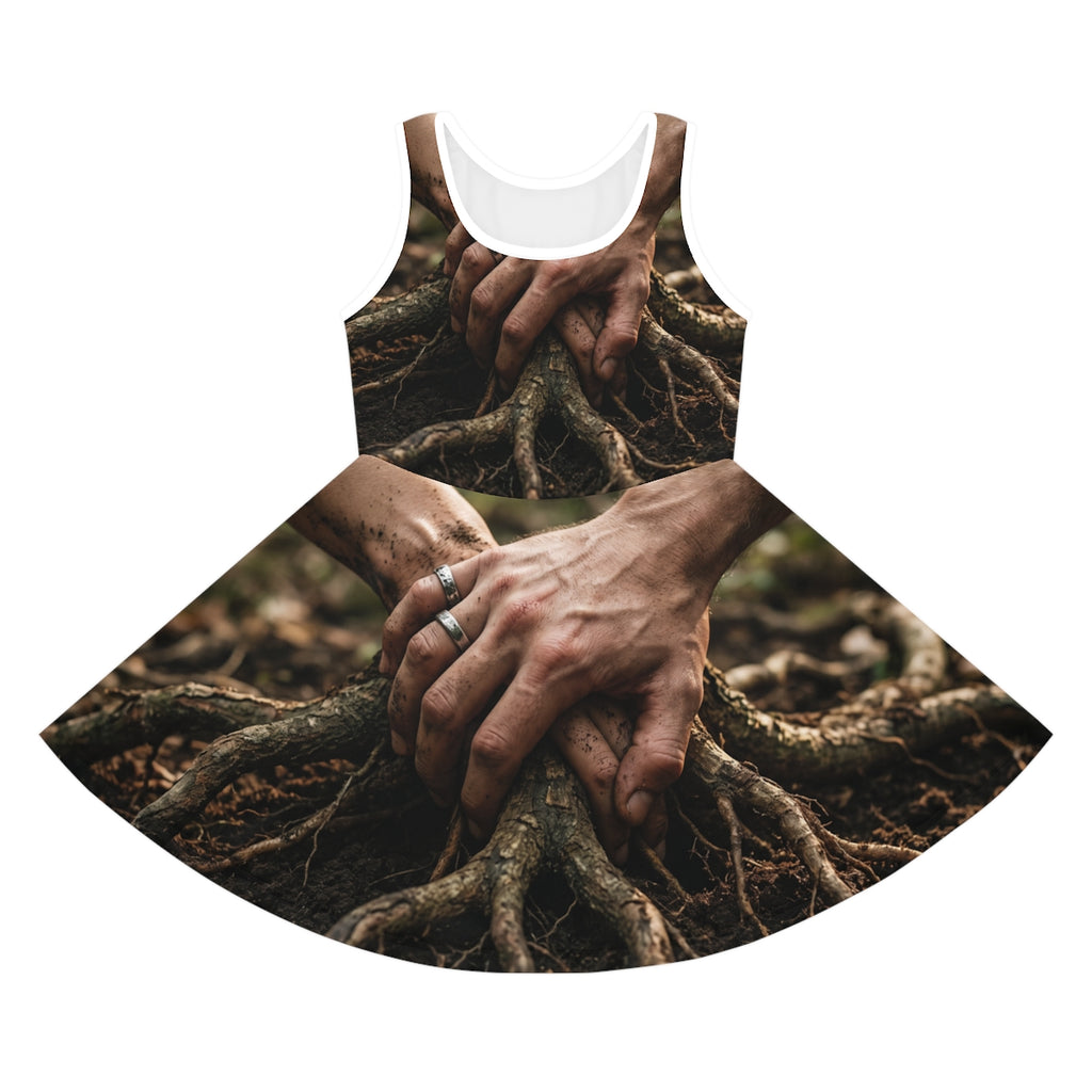 Girls' Sleeveless Sundress with Earthy Forest Art