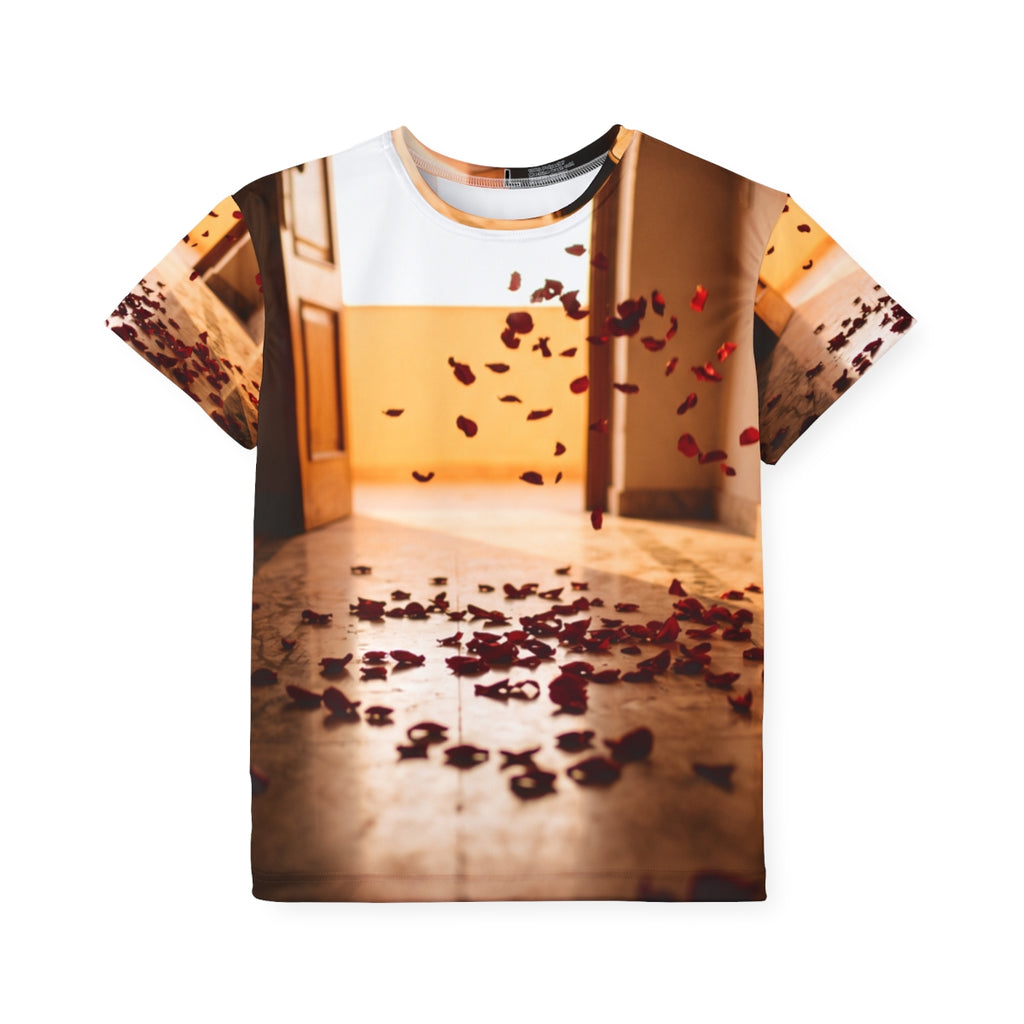 Kids Sports Jersey with Golden Rose Petals