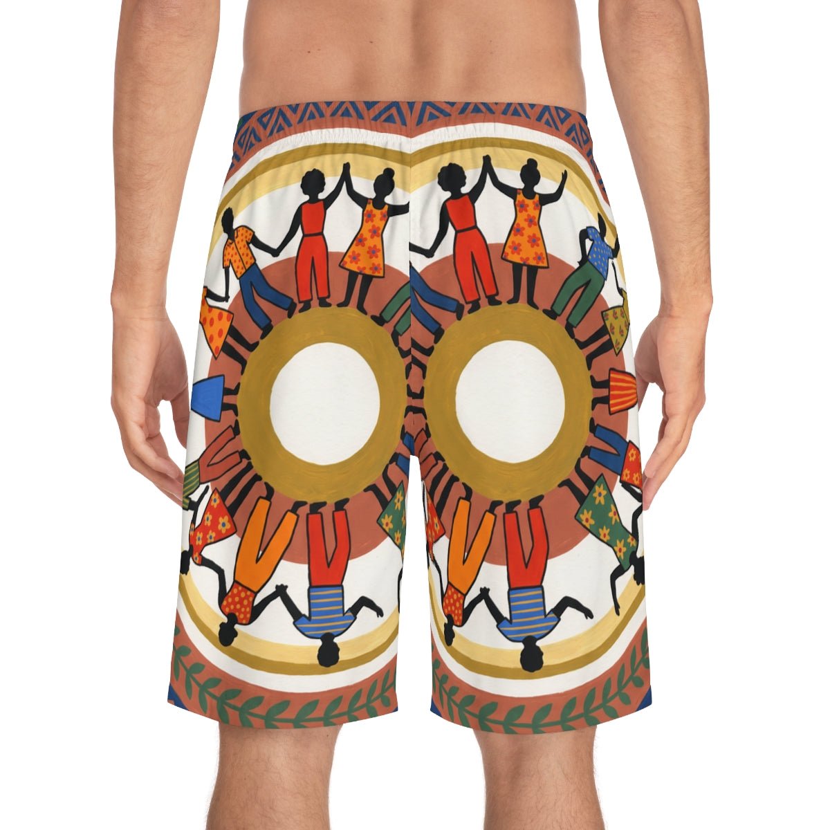 Men's Board Shorts - Unity Mandala Folk Art | Echovira...