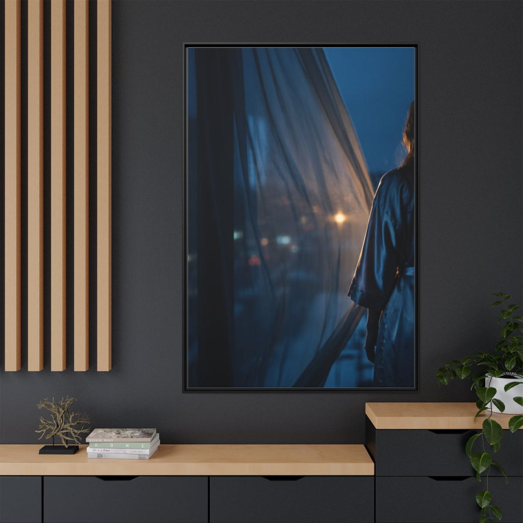 Matte Canvas, Framed - Nocturnal Solitude Silhouette — Black...