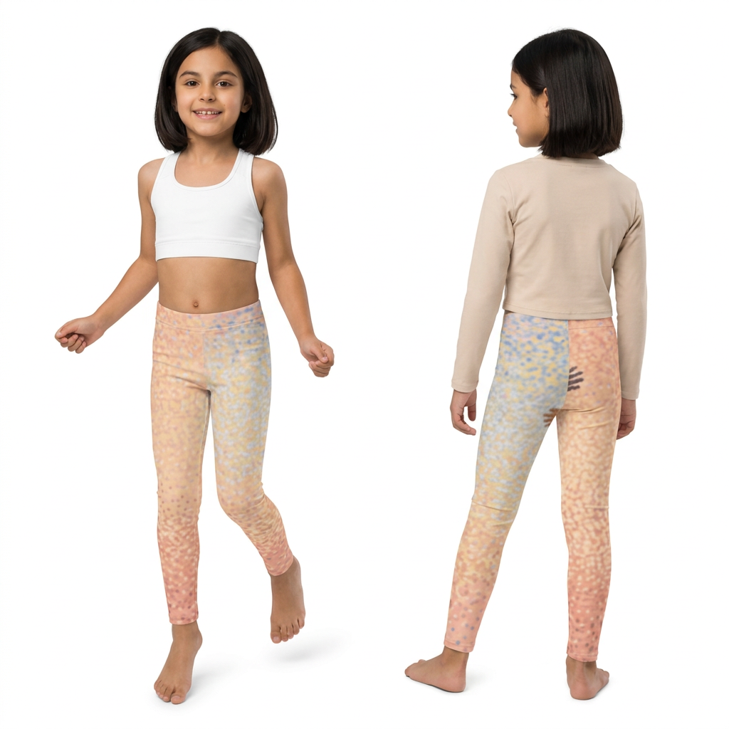 Kids Sunset Pointillist Art Leggings