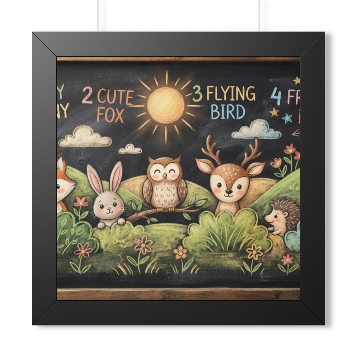 Framed Vertical Poster - Woodland Friends Meadow — Black......