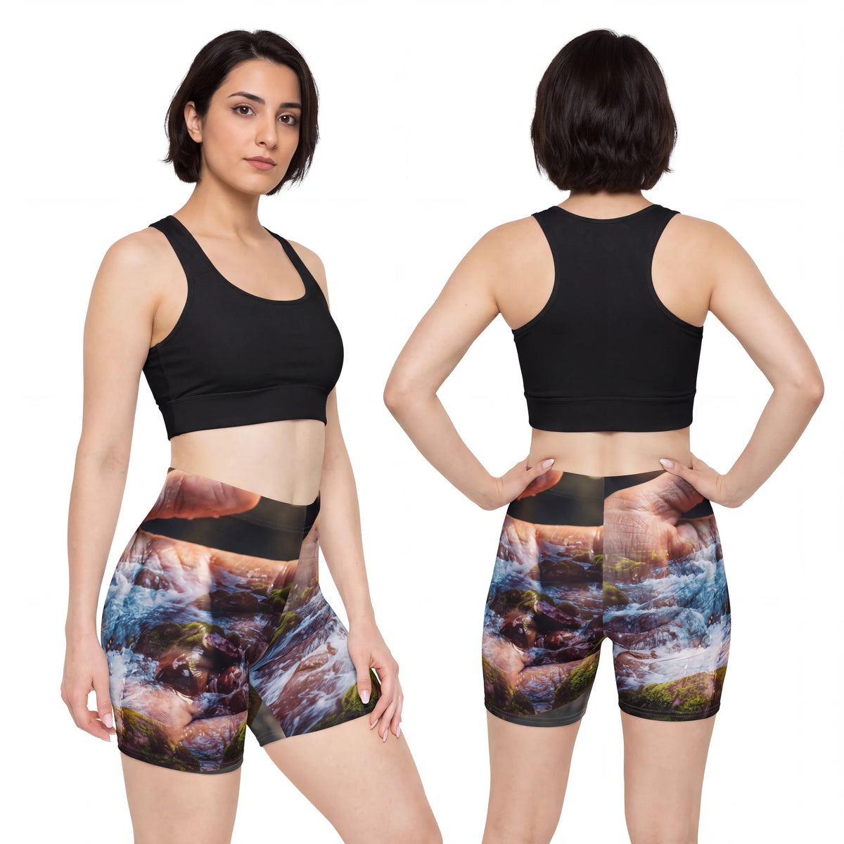 Women's Biker Shorts with Surreal River Art