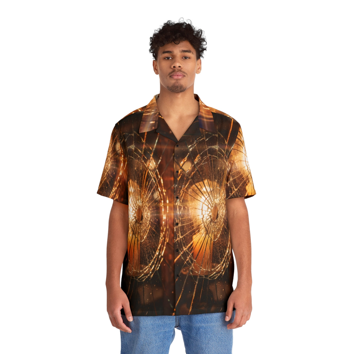 Men's Hawaiian Shirt - Shattered Light Golden Amber... |...