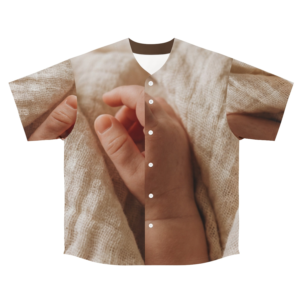 Men's Baseball Jersey - Tender Newborn Hand in Soft Muslin...