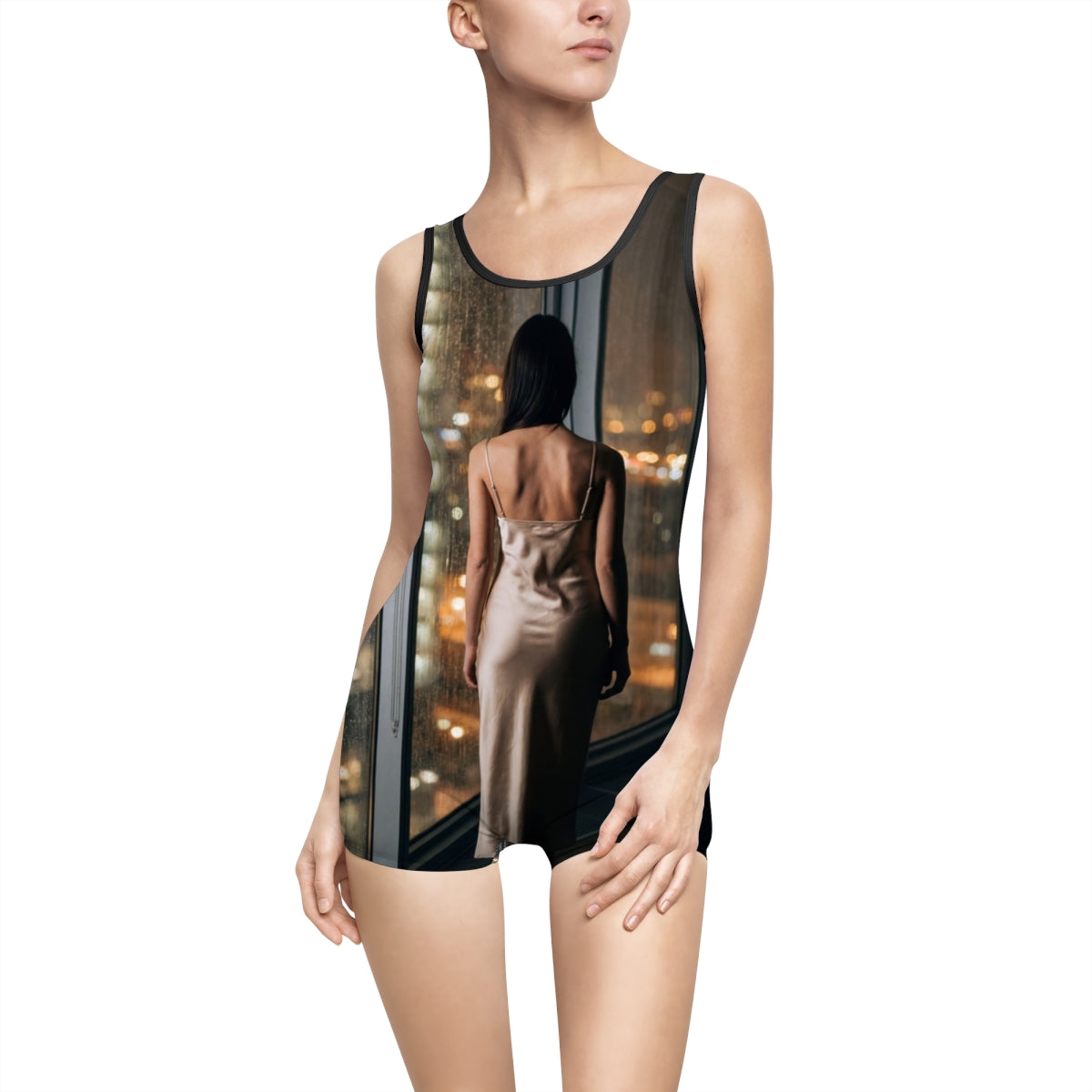 Women's Vintage Swimsuit - Shimmering City Grid | Echovira...