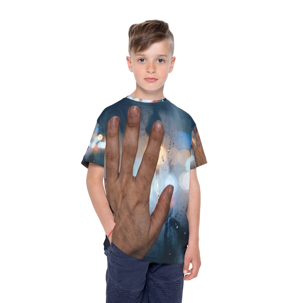 Kids Sports Jersey with Rainy City Window Art