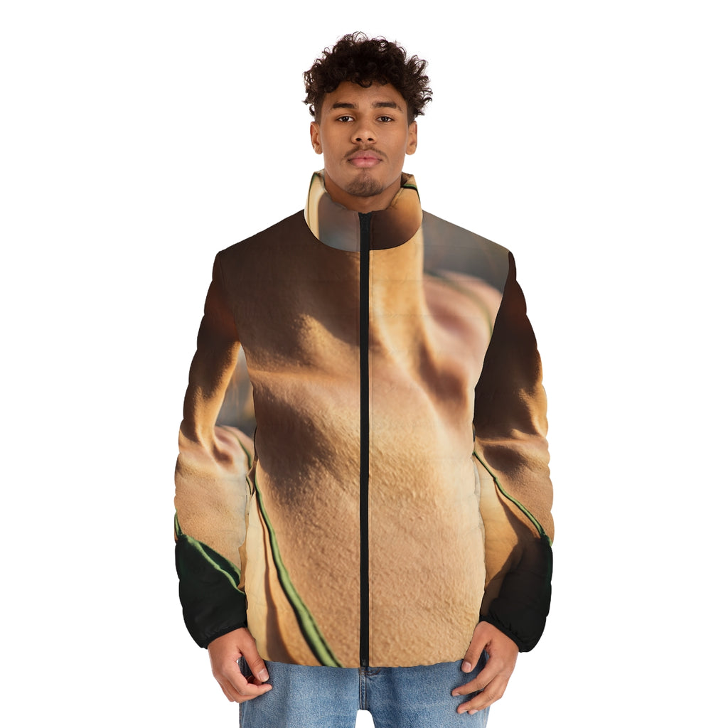 Men's Puffer Jacket - Golden Hour - Emerald Sunset Coat |...