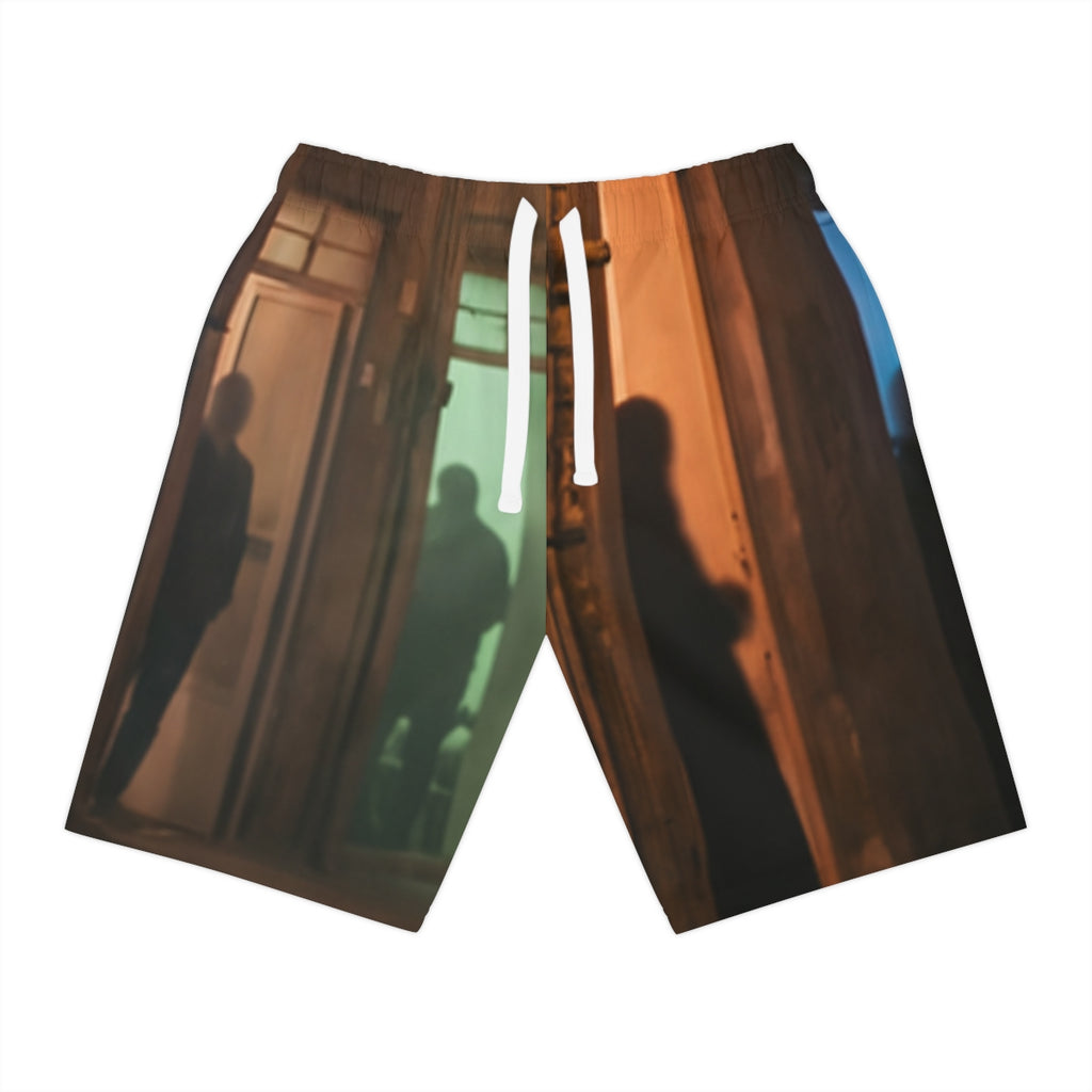 Athletic Long Shorts - Shadowed Alleyway Mystery Art Print |...