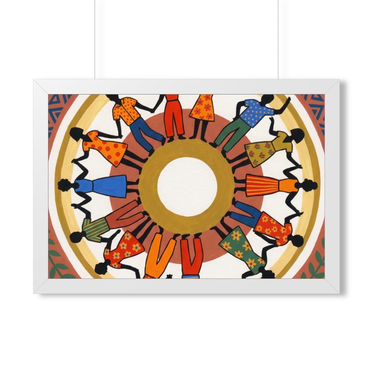 Framed Horizontal Poster - Unity Mandala Folk Art (14×11......