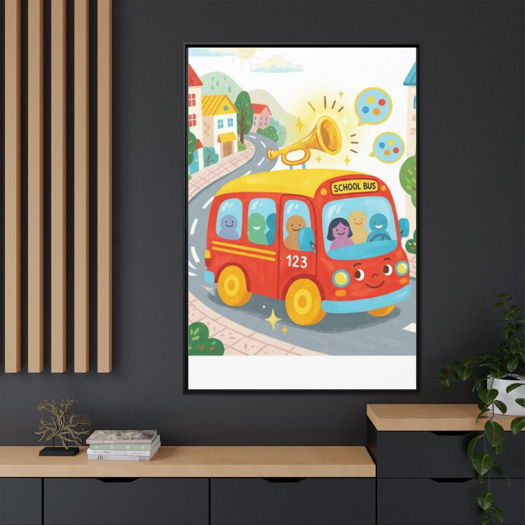 Matte Canvas - Framed Bus Town Canvas Art — Black / 1.25"......