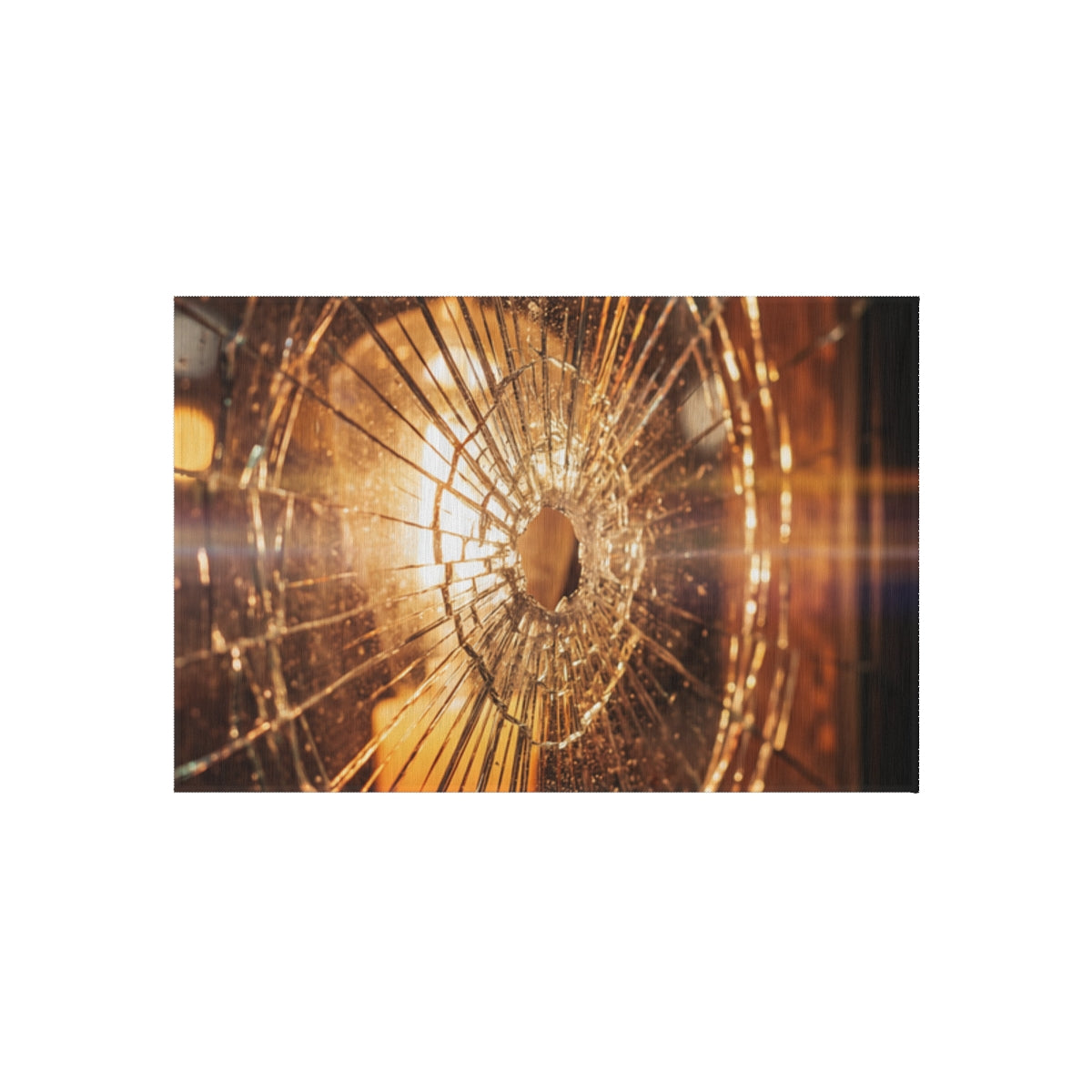 Outdoor Rug - Golden Fracture Broken Glass Art | Echovira...