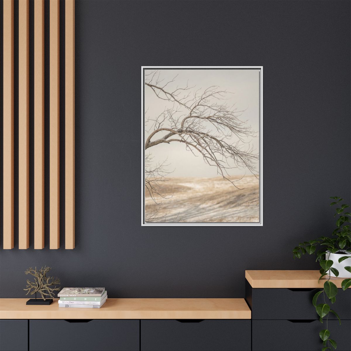Matte Canvas, Framed - Winter Branch Solitude Landscape —......