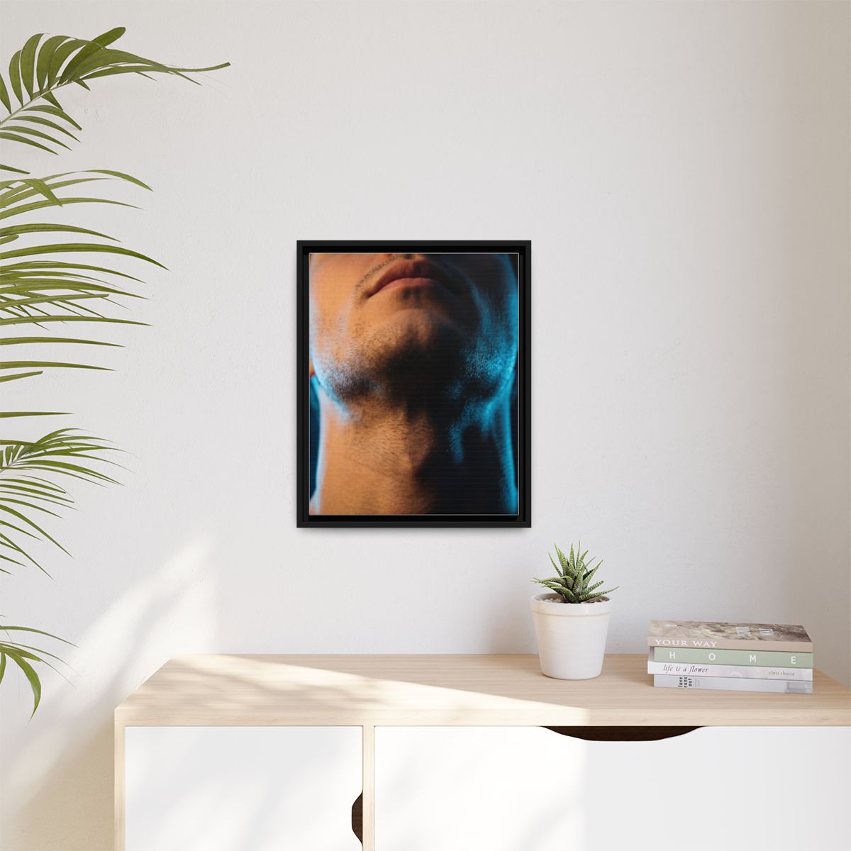 Matte Canvas, Framed - Neon Shadows Cinematic Portrait Art...