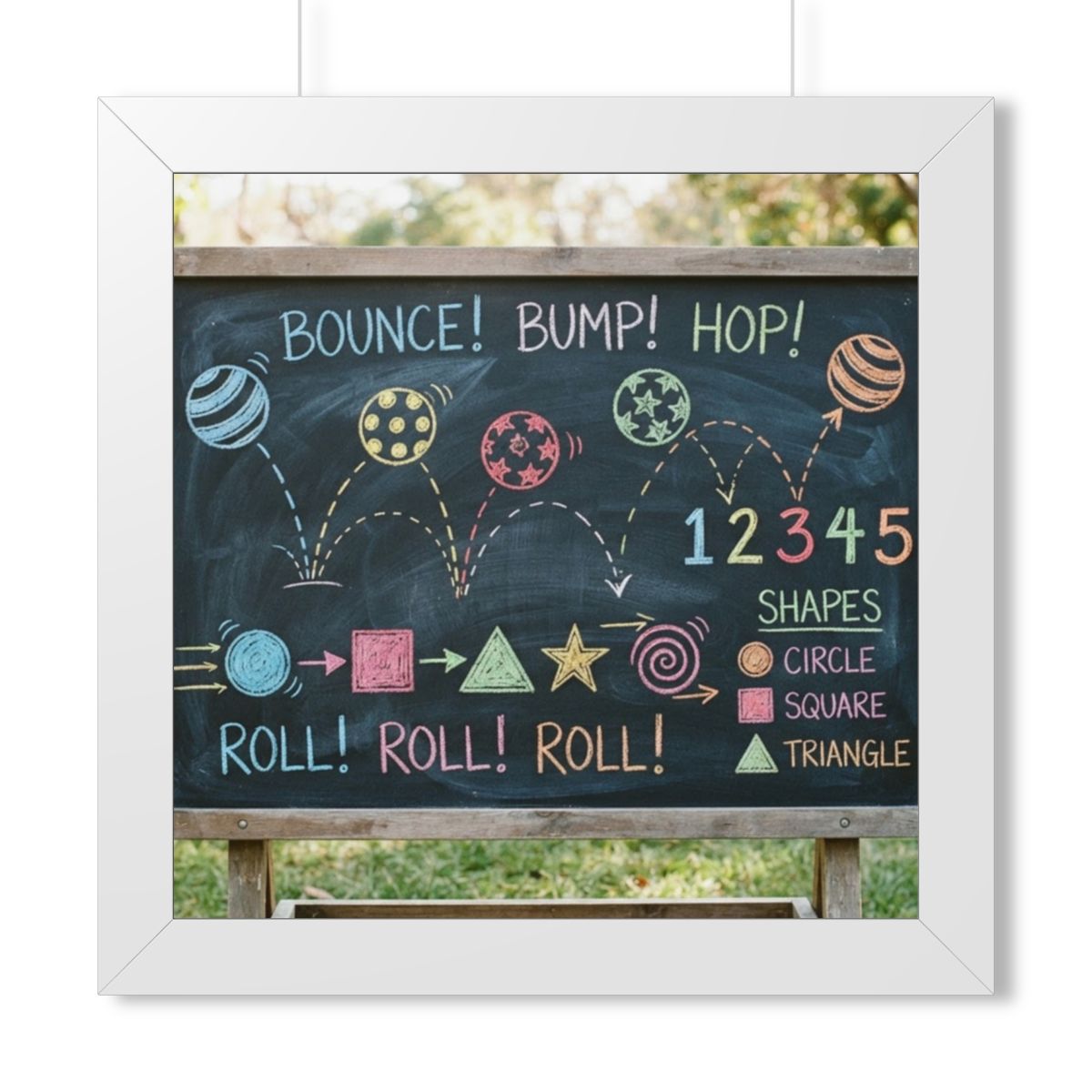 Framed Vertical Poster - Chalkboard Playground — White... |...