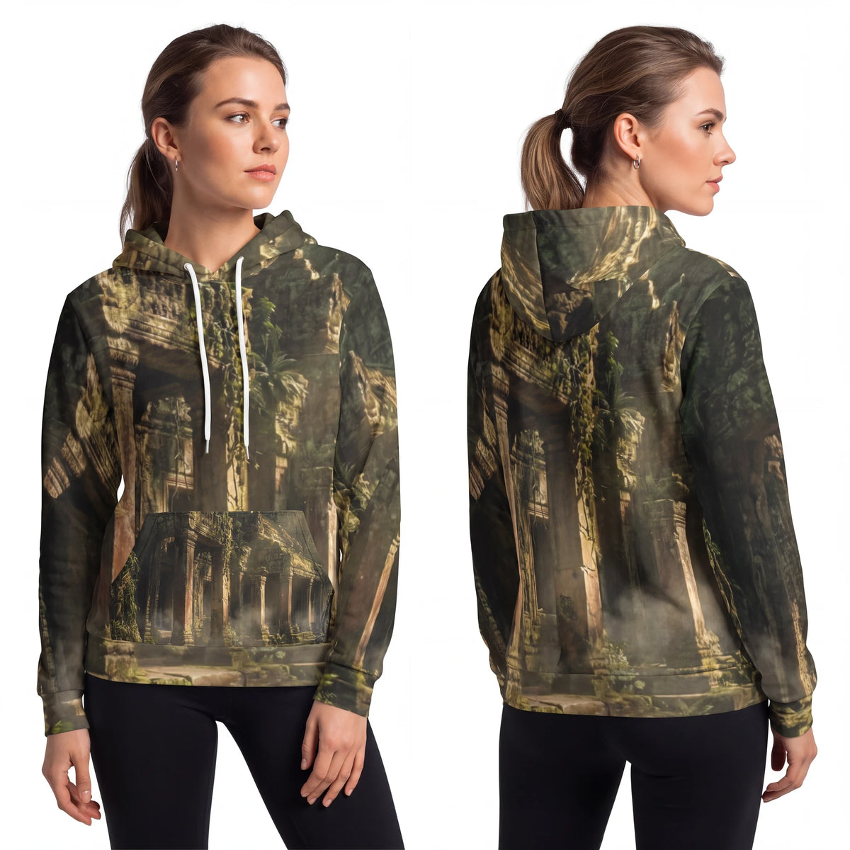 Fashion Hoodie - Ancient Temple Solitude | Echovira Gallery