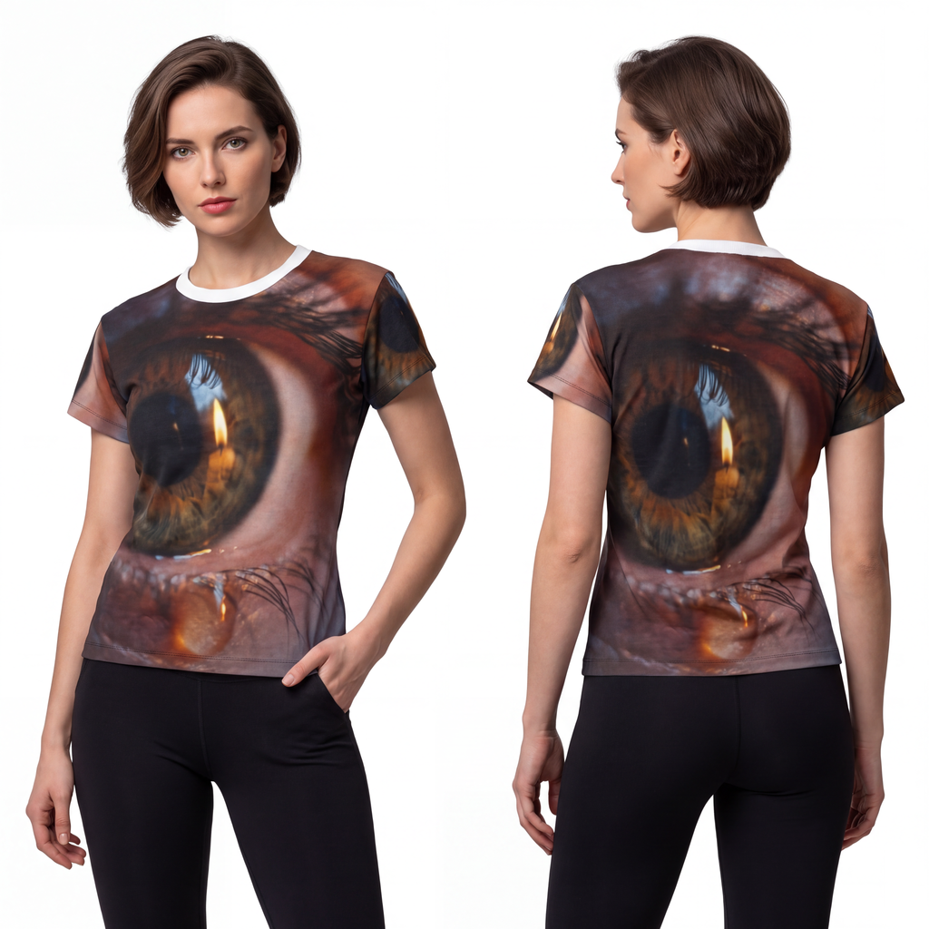 Women's Cut & Sew Tee - Amber Iris Reflection Fine Art Print...