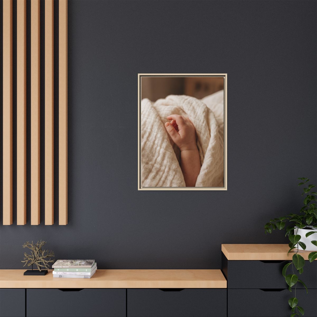 Framed Matte Canvas - Tender Newborn Hand (8×10, 9×12... |...