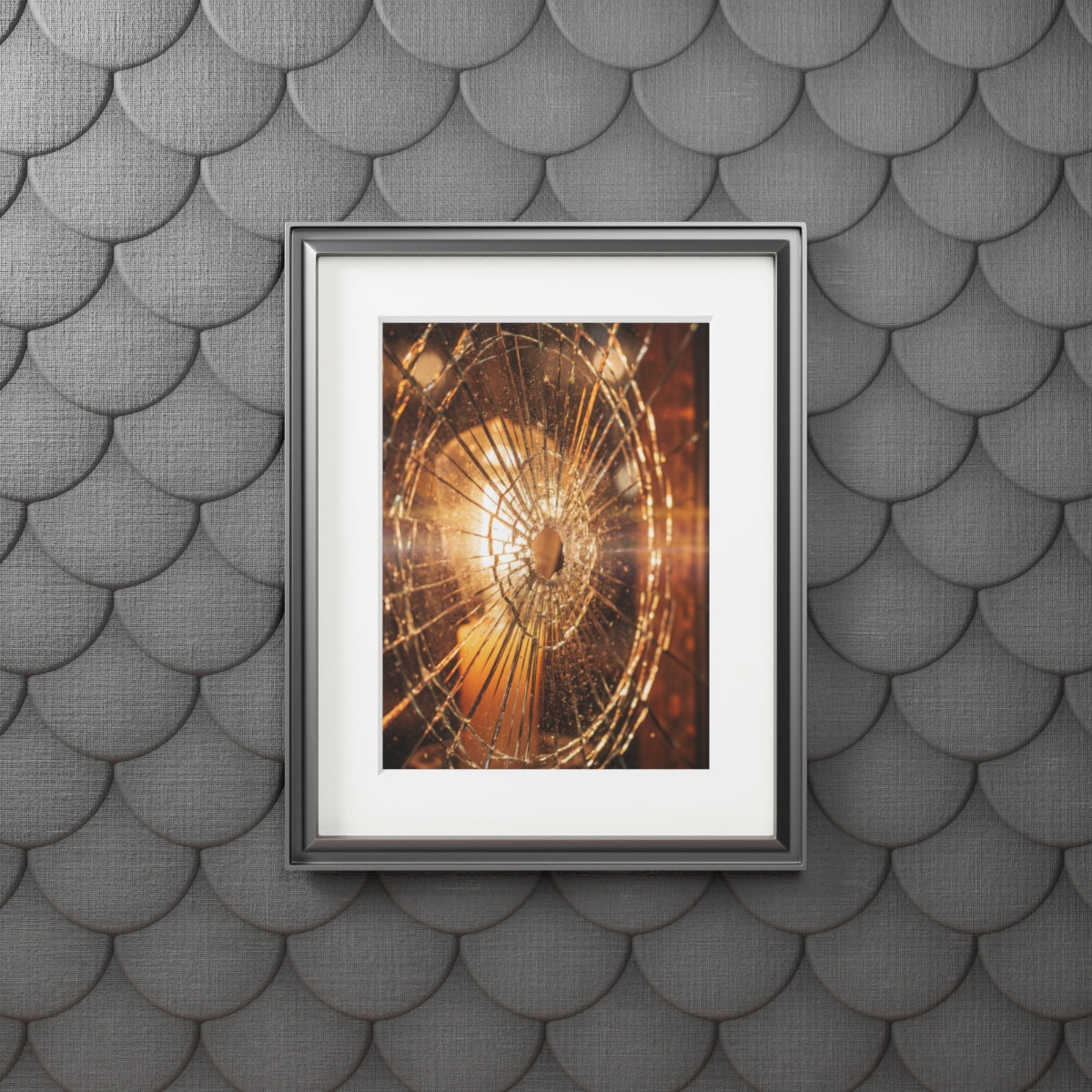 Fine Art Prints - Golden Fractures Shattered Glass Art —......