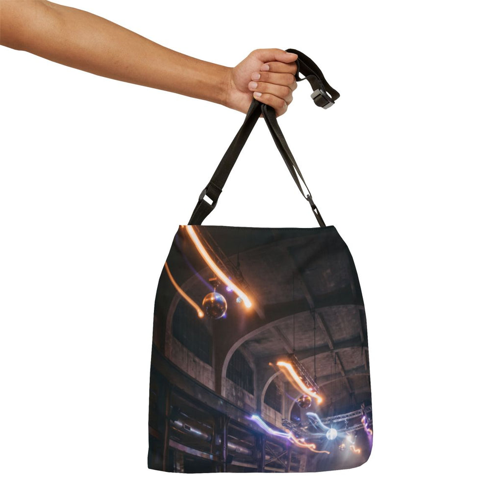 Adjustable Tote Bag - Neon Night Beats | Echovira Gallery
