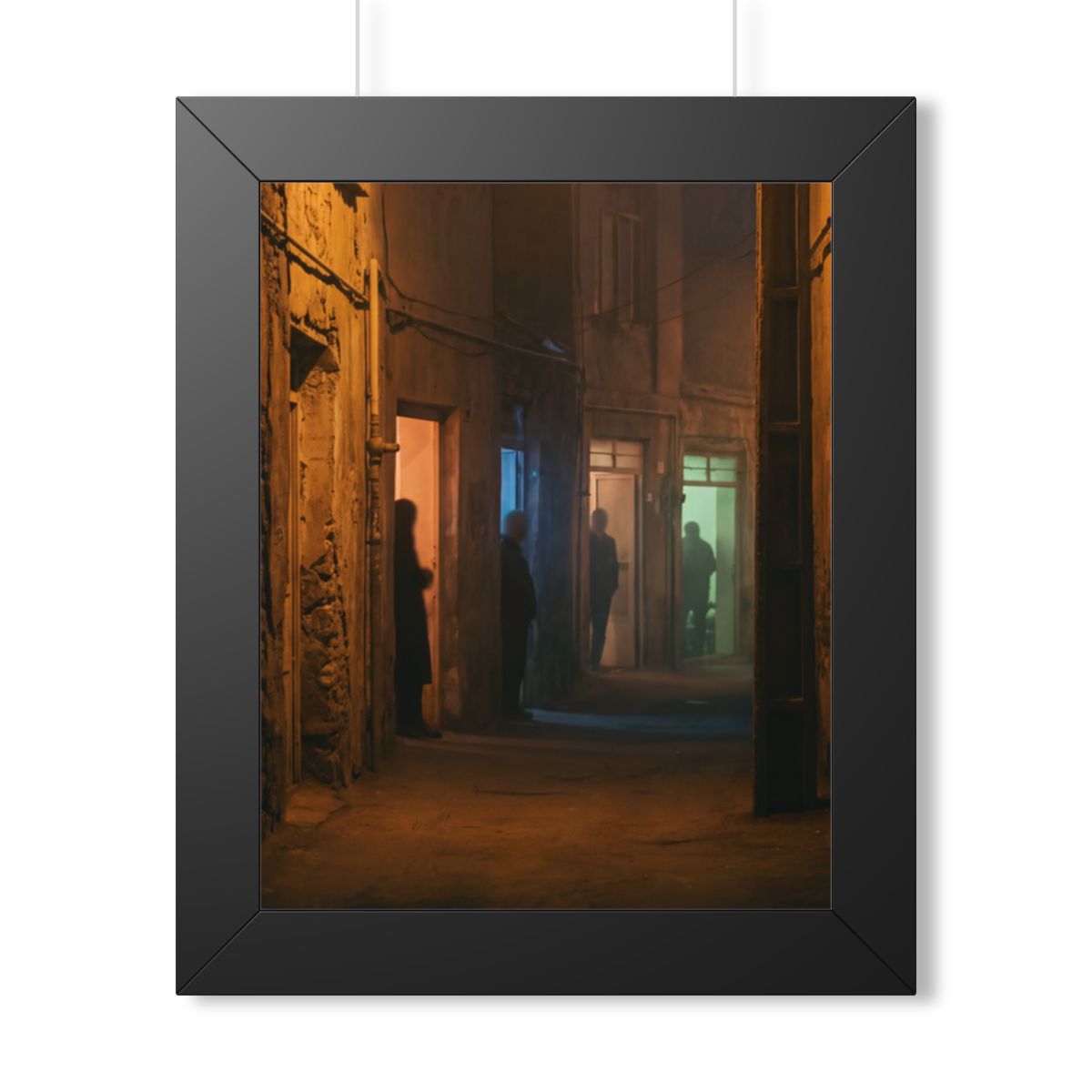 Framed Vertical Poster - Shadowed Alleyway Mystery Art Print...