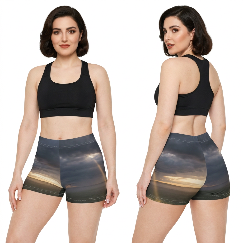 Women's Shorts with Sunbeam Meadow Art