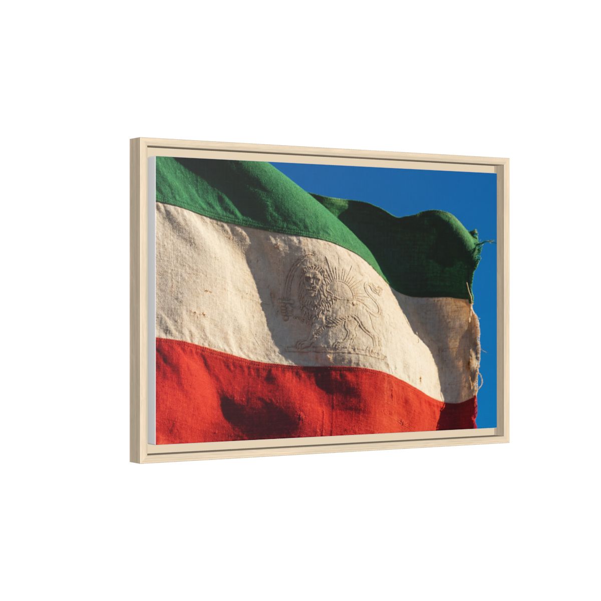 Framed Canvas Art - Distressed Flag — Natural / 1.25"