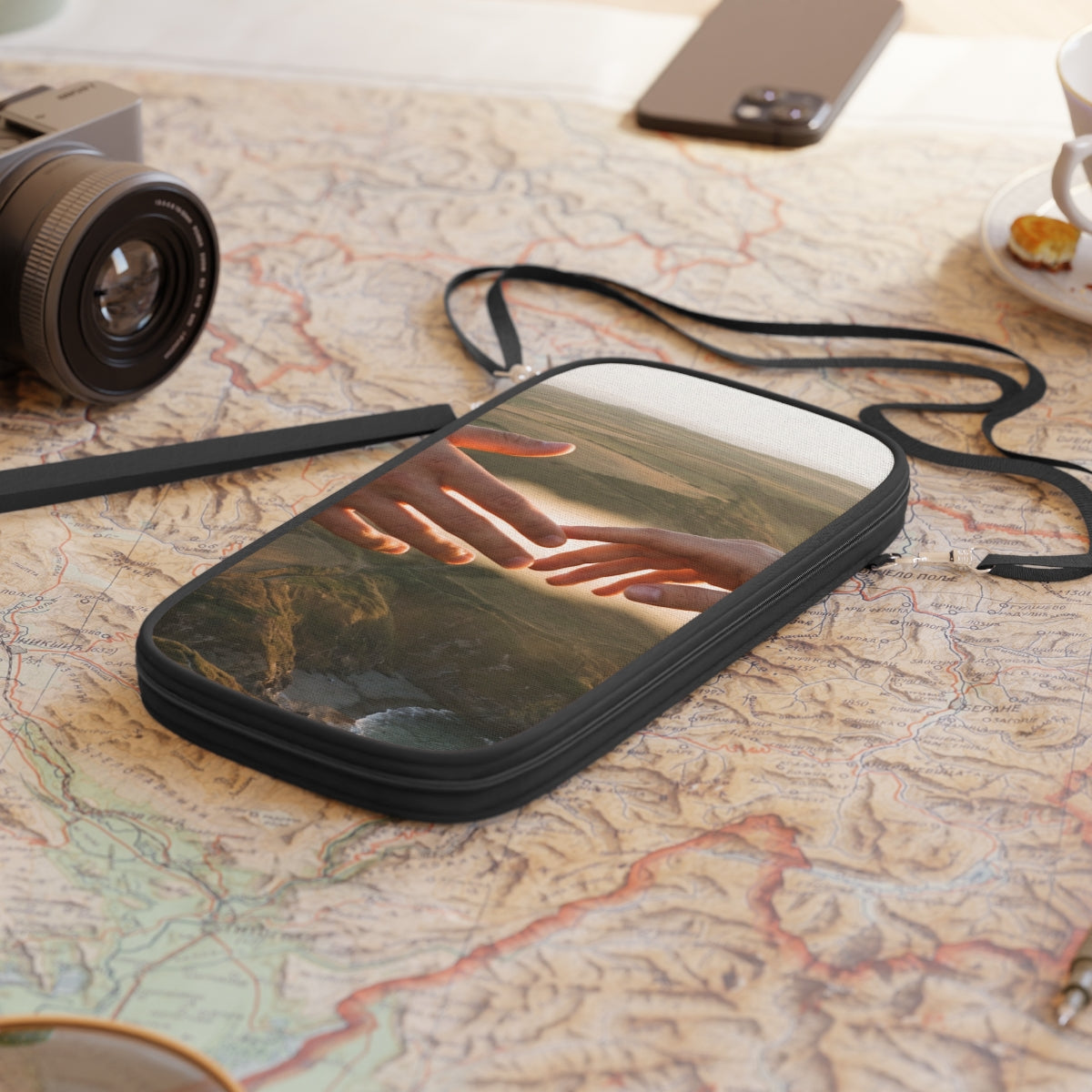 Passport Wallet - The Infinite Touch | Ethereal Coastal Art...
