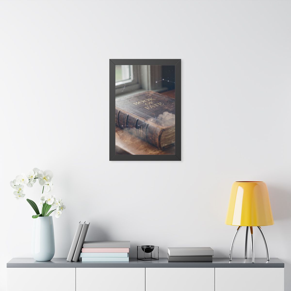 Framed Vertical Poster - Celestial Book of Fate Mystical Art...