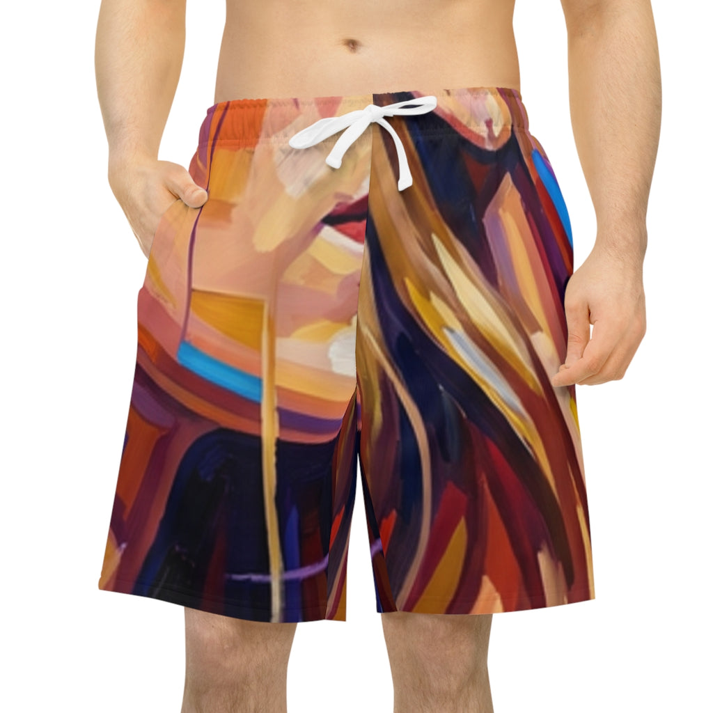 Men's Athletic Long Shorts - Shattered Elegance | Echovira...