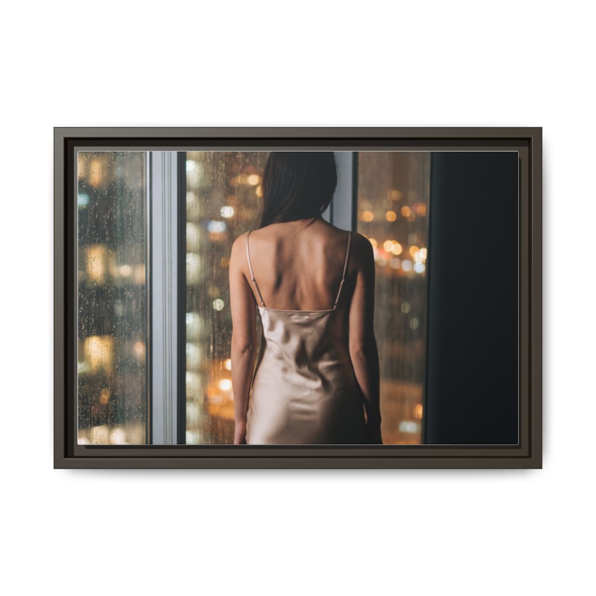 Framed Canvas - Midnight Rain Masterpiece — Espresso / 1.25"