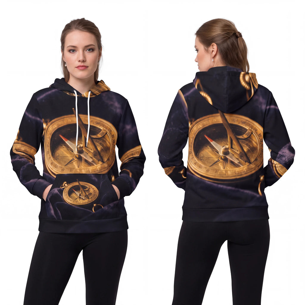 Women's Fashion Hoodie with Vintage Sundial